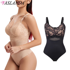 Mesh Lace Thongs Bodysuit Shapewear